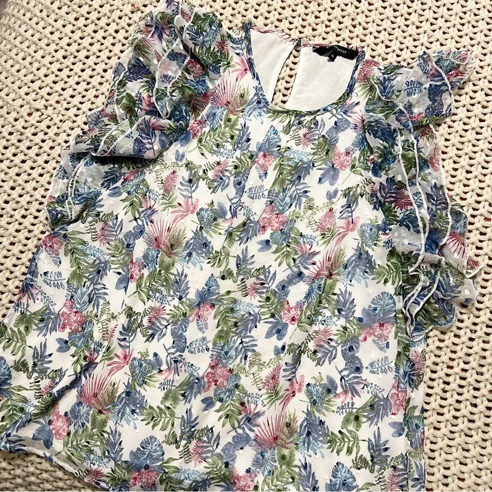 Walter Baker Tropical Swiss Dot Blouse M - Picture 6 of 10